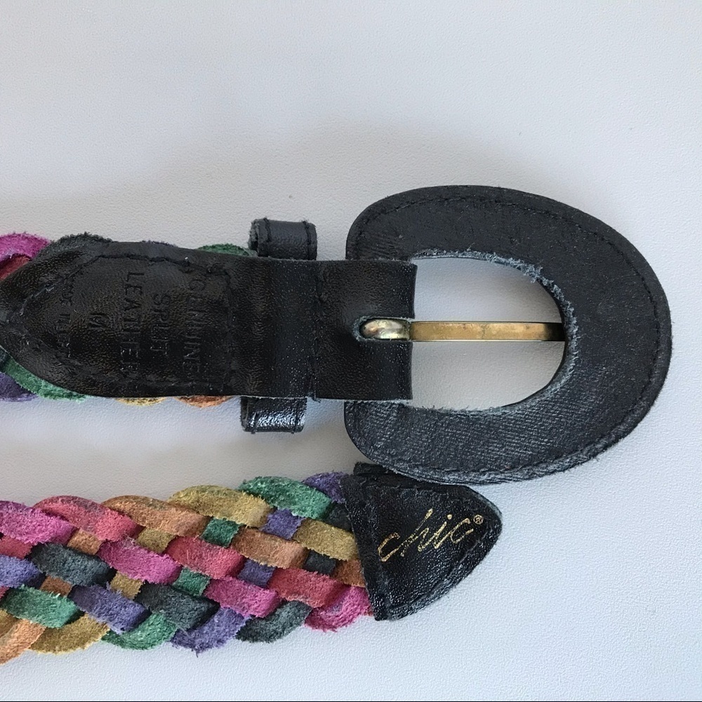 Chic Y2K Multi Color Braided Split Leather Belt - Picture 4 of 8